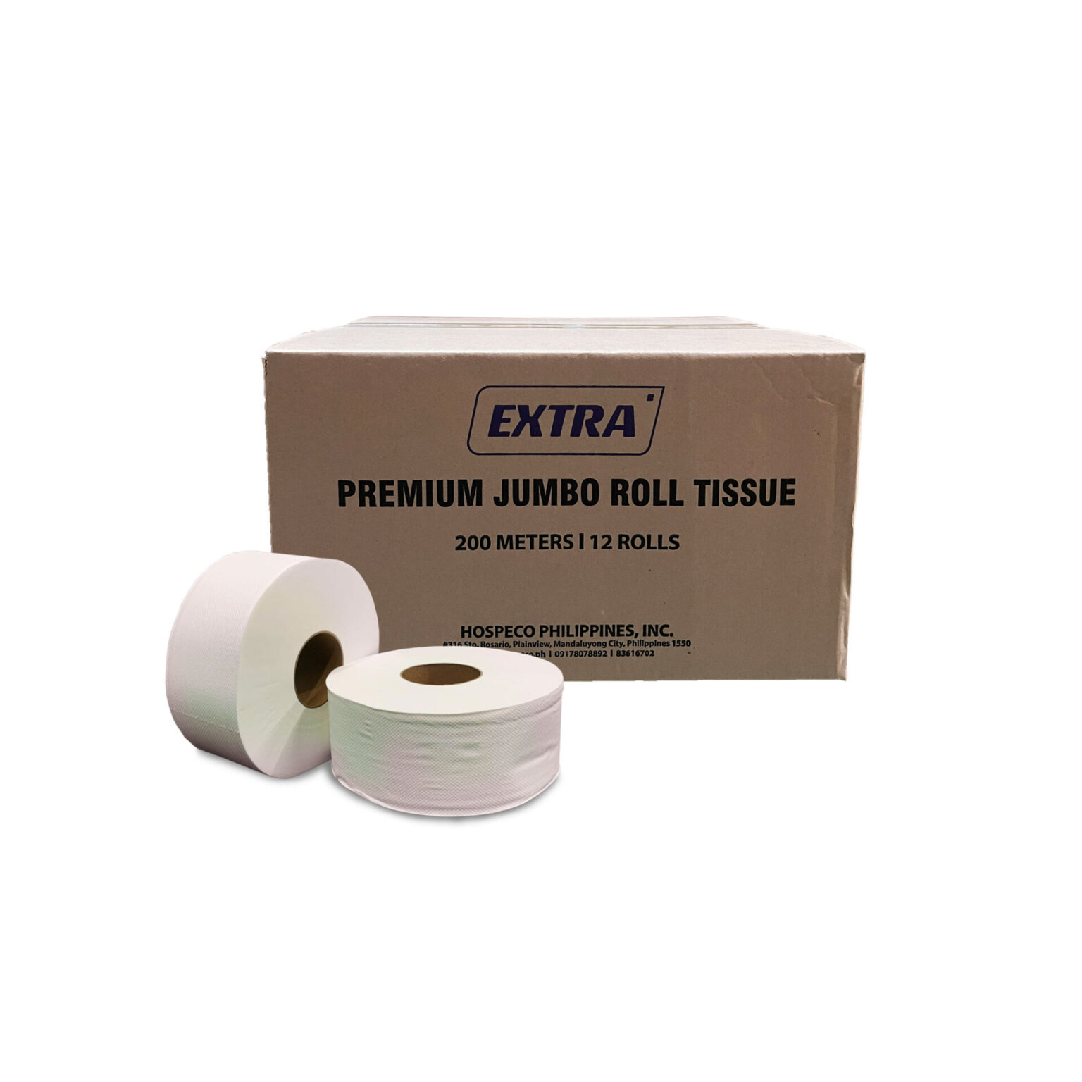 Extra Premium Jumbo Roll Tissue, 12 Rolls, 200 meters, Virgin Pulp ...
