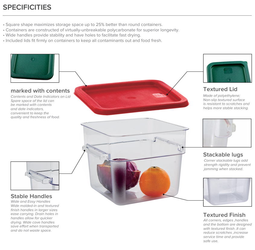 P-081 Jiwins Lid for 6L & 8L Square Food Storage Container, Red_Decription 1