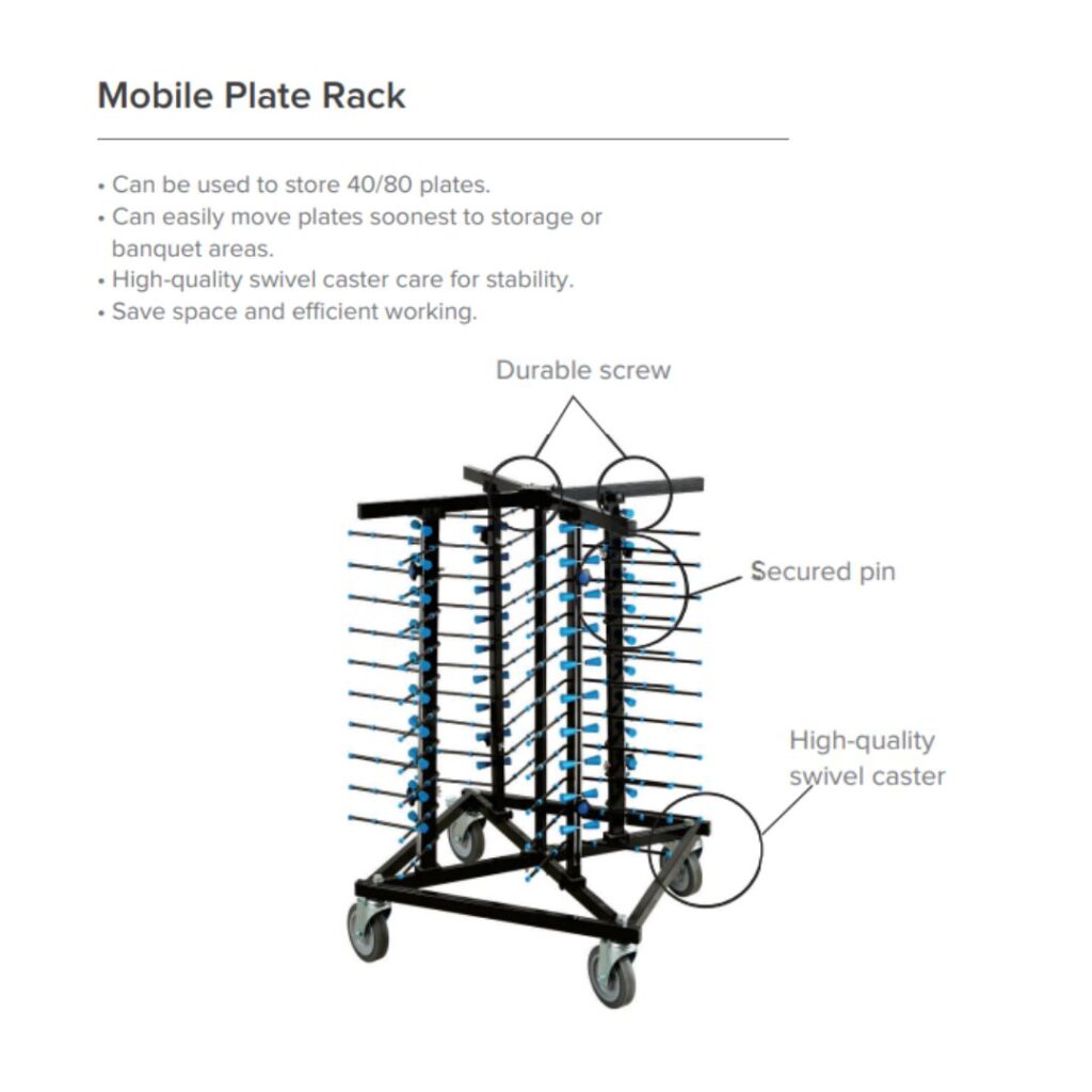 JW-DC84 Jiwins-Mobile Plate Rack for 84 Plates_Description 1