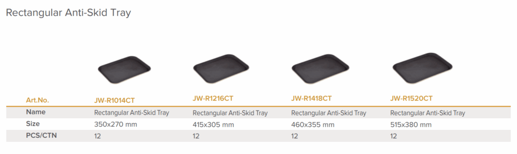 JW-R1520CT Jiwins-Rectangular Anti-Skid Tray 15x20, Black_Description 1