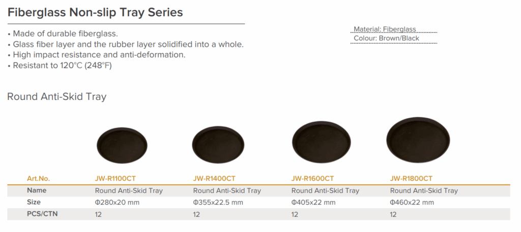 JW-R1600CT Jiwins-Round Anti-Skid Tray 16, Black_Description
