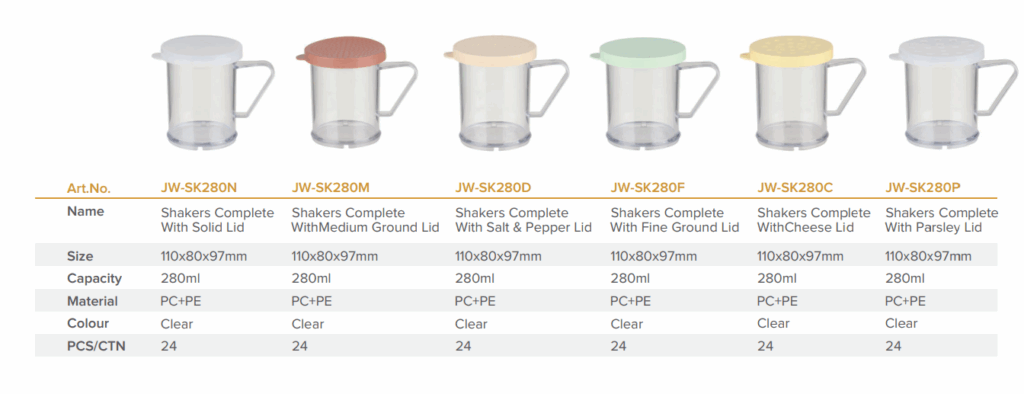 JW-SK280C Jiwins-Shakers Complete With Cheese Lid_Description 1