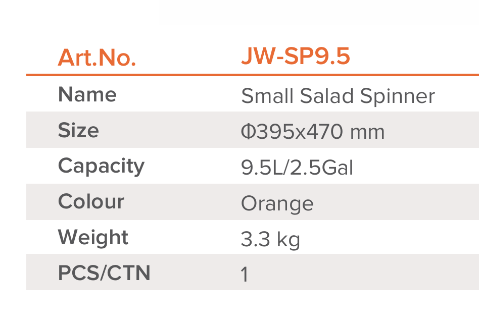 Jiwins SP9.5 Small Salad Spinner 9.5L Description 2