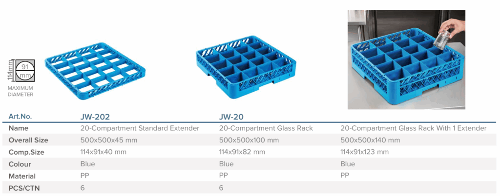 Jiwins 20-Compartment Glass Rack, Blue 2