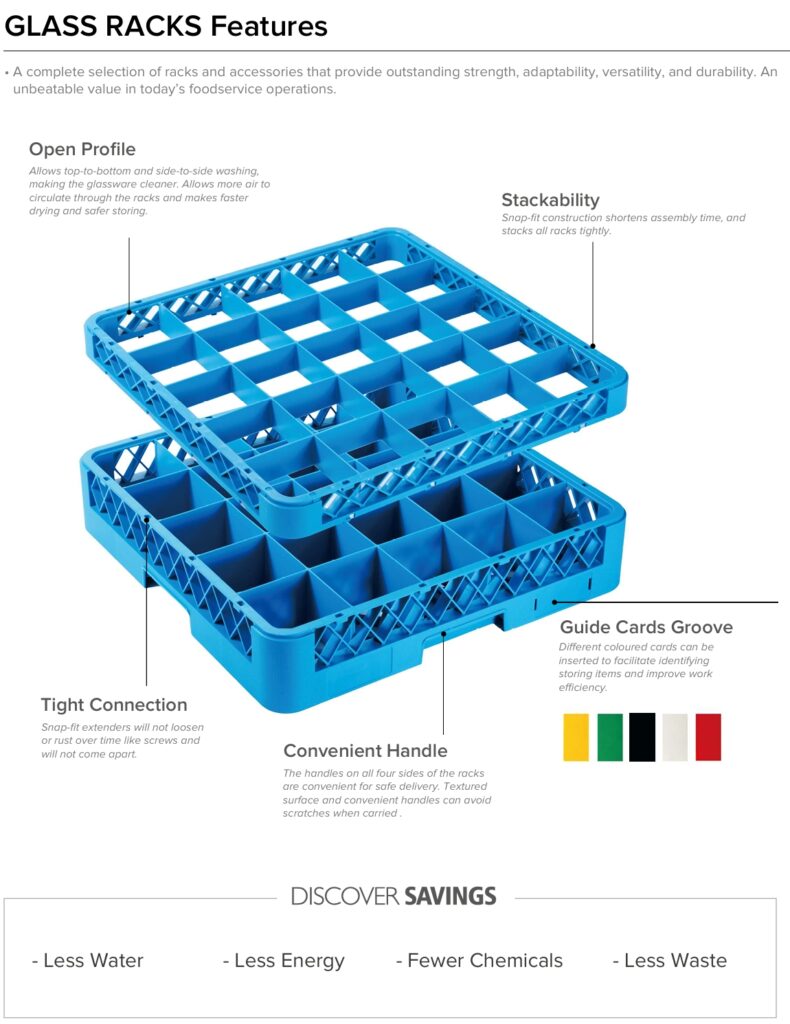 Jiwins 20-Compartment Glass Rack, Blue 4