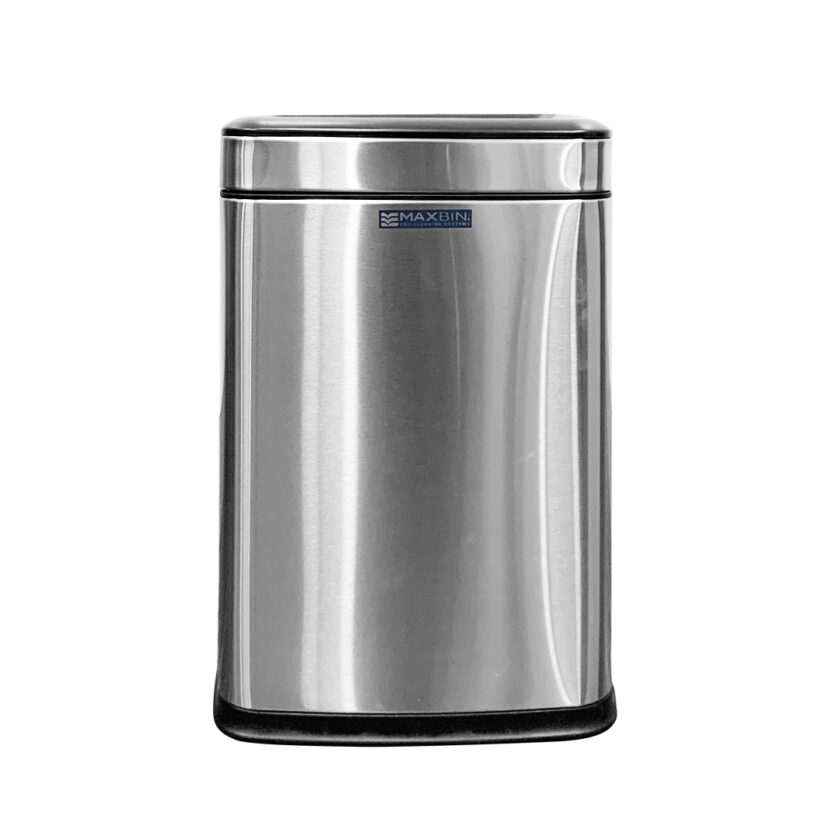 MaxBin 8L Stainless Steel Rectangular Open Top Trash Bin with Plastic ...