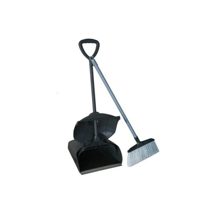 JW-WGS Jiwins Plastic Broom with Dust Pan and Cover | Heavy-Duty Long Handle Broom with Dustpan | Cleaning Supplies | HOSPECO